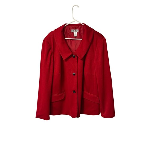 John Meyer Womens Blazer Jacket Plus Size 22W Red VTG Y2K Black Stitching Accent - Picture 16 of 16